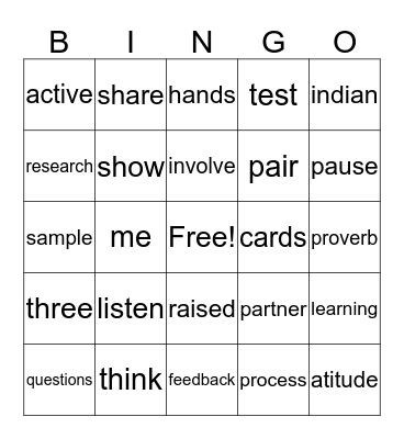 Active Learning  Bingo Card