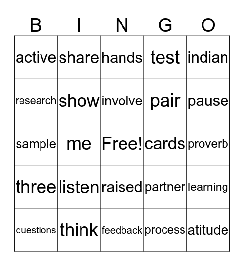 Active Learning  Bingo Card