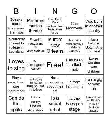 Getting to Know You Bingo Card