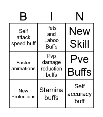 Corsair's  Buff  Bingo Card