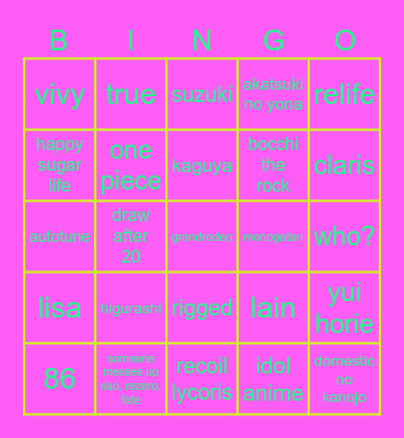 amq Bingo Card