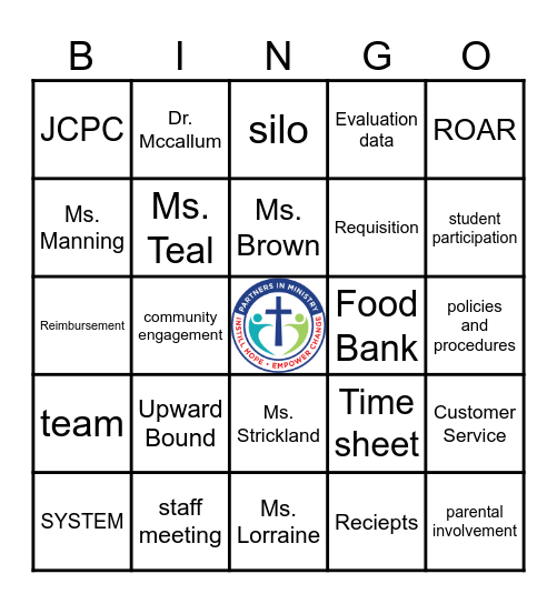 Partners In Ministry Bingo Card