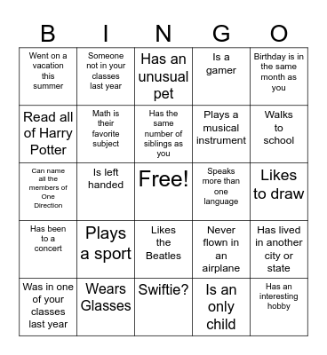 Find someone who Bingo Card