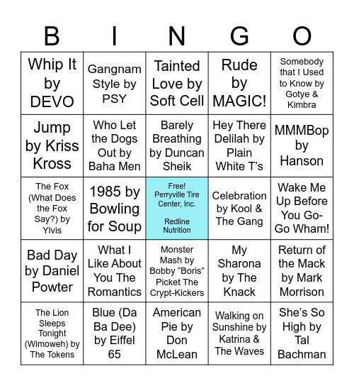 One Hit Wonders Bingo Card