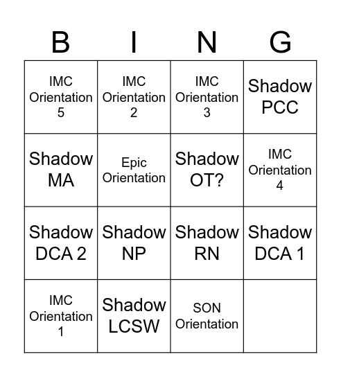 New Employee Orientation Bingo Card