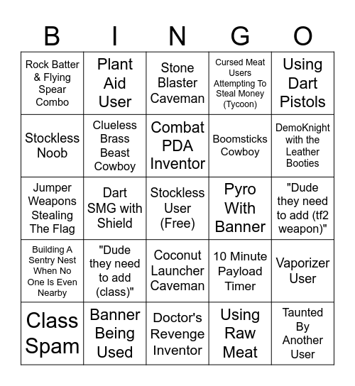 Era Warfare Bingo Card