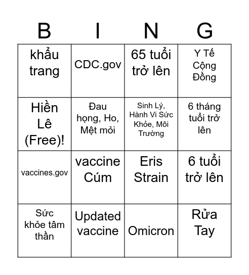 VEAP Bingo Card