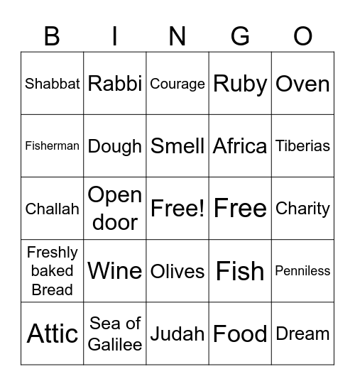 Shabbat oneg bingo Card
