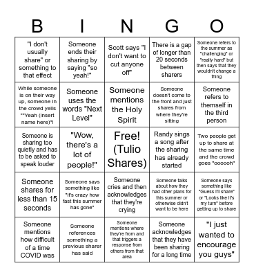 Sharing Bingo 2023 Bingo Card