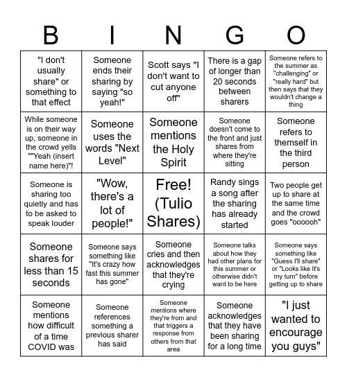 Sharing Bingo 2023 Bingo Card