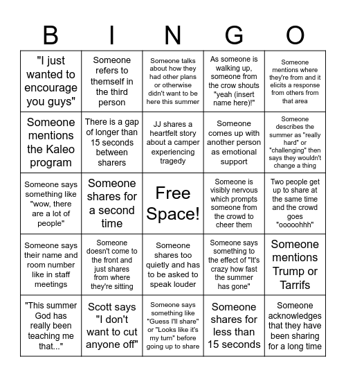 2025 - Sharing Bingo Card