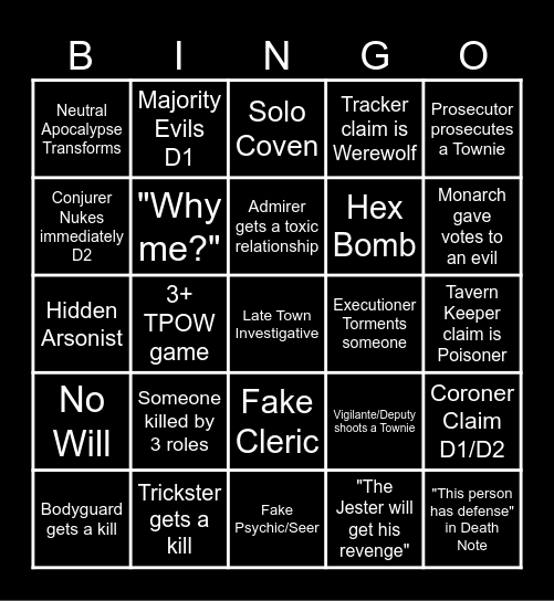 tos 2 bingo/lockout Bingo Card