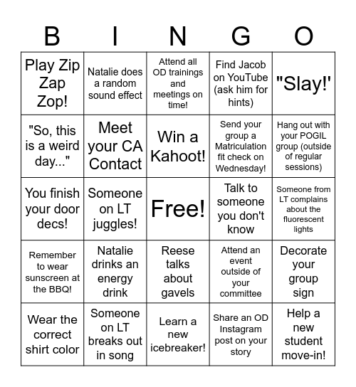 OD Leader Bingo 2023! Bingo Card
