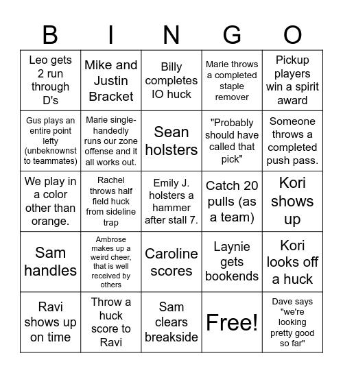 Flaming Croissants 2k23 Bingo Card