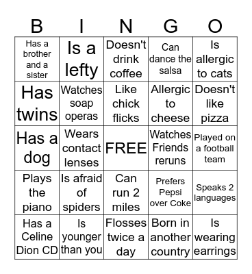 Networking Bingo Card