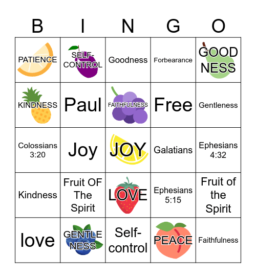 FRUIT OF THE SPIRIT. Bingo Card