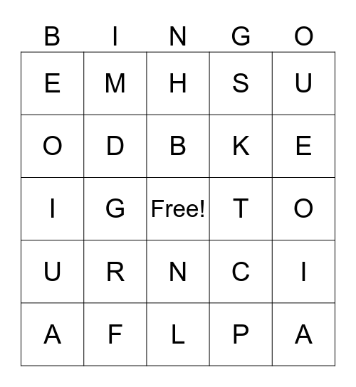 LETTER SOUNDS - Grade 1 Bingo Card
