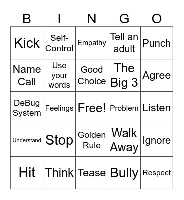 CONFLICT Bingo Card