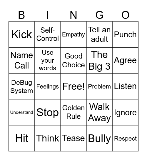 CONFLICT Bingo Card