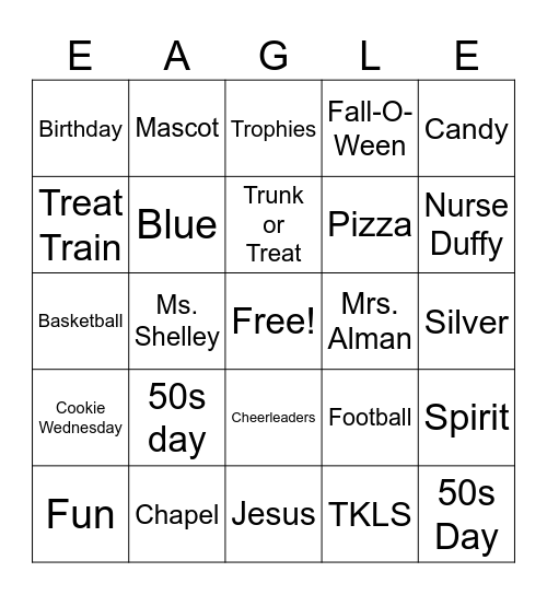 Welcome To Trinity Bingo Card