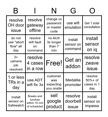 Virtual Case bingo Card