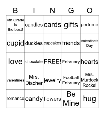 Valentine's Bingo Card