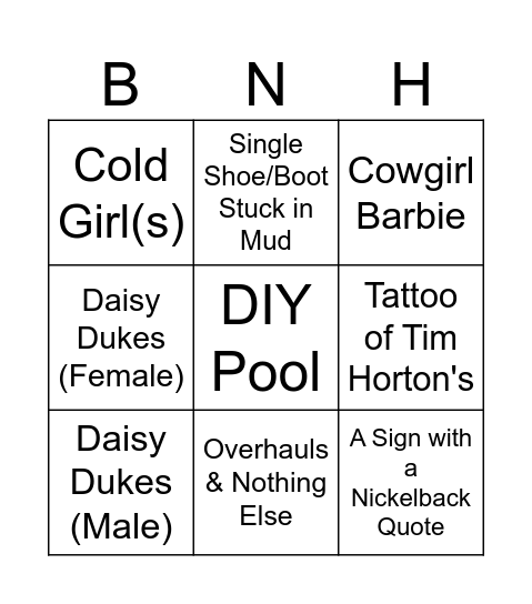 Boots Bingo Card