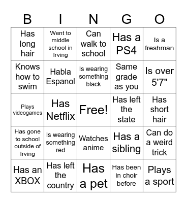 Welcome to Choir! Bingo Card