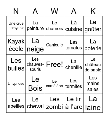 Nawak Episodes Bingo Card