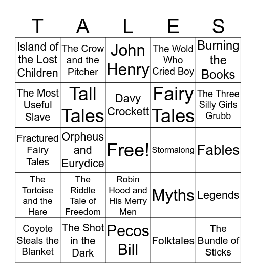 Storytelling Bingo Card