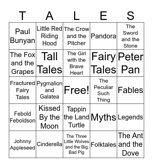 Storytelling Bingo Card