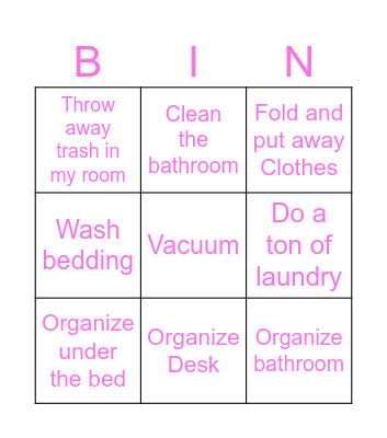 Get Your Space Back! Bingo Card