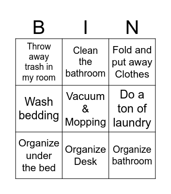 Get Your Space Back! Bingo Card