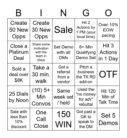 BINGO: Goal Diggers 8/14 - 8/18 Bingo Card
