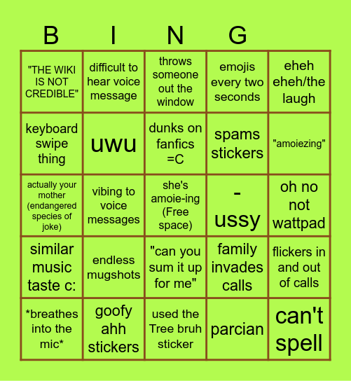 THE ULTIMATE AMOIE BING Bingo Card