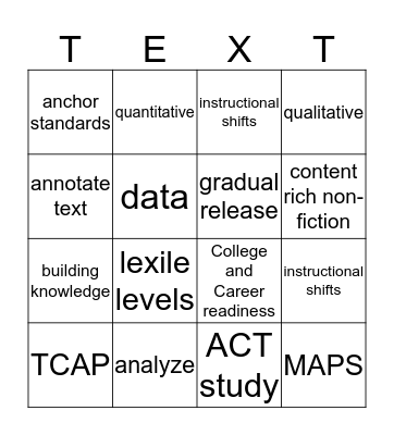 Language Arts DLD Bingo Card