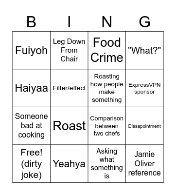 Uncle Roger Bingo Card