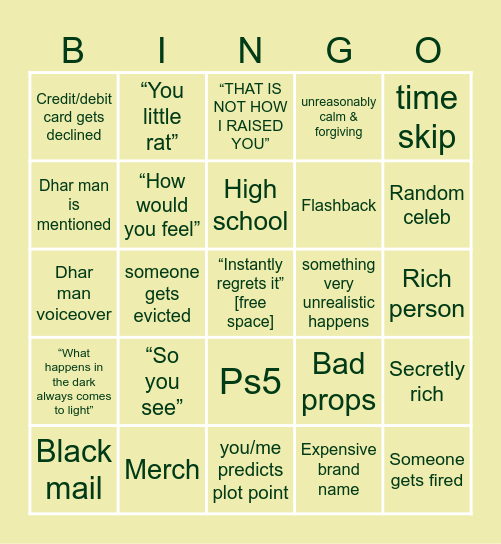 Dhar Mann bingo (but bad) Bingo Card