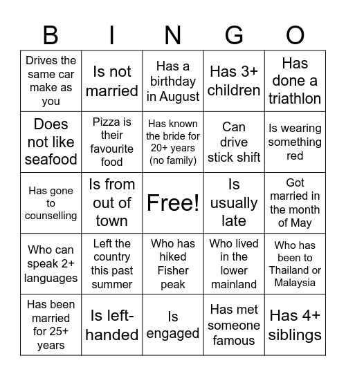 Find the person who... Bingo Card