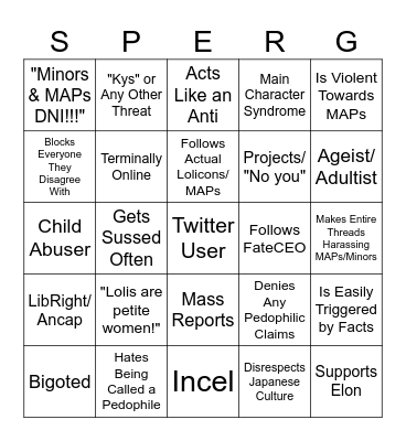 Ironic Lolicon Bingo Card