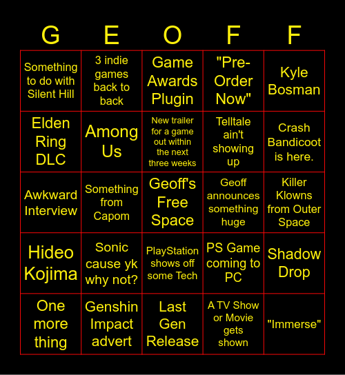 Gamescom ONL Bingo Card