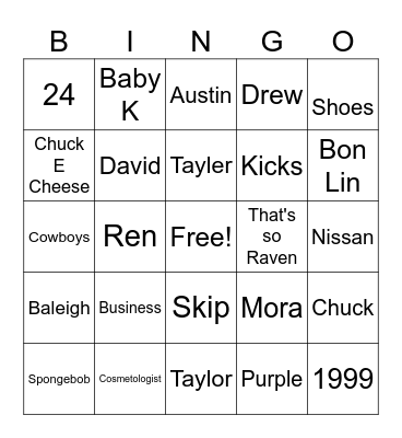 Birthday Girl Trivia Bingo Card