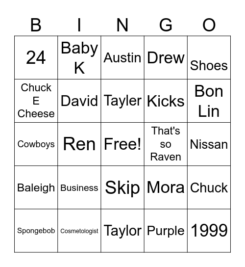 Birthday Girl Trivia Bingo Card