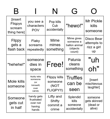 Happy Tree Friends Bingo! Bingo Card