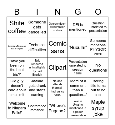 M&C 2023 Bingo Card