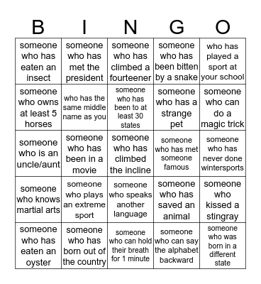 Obscure Bingo Card