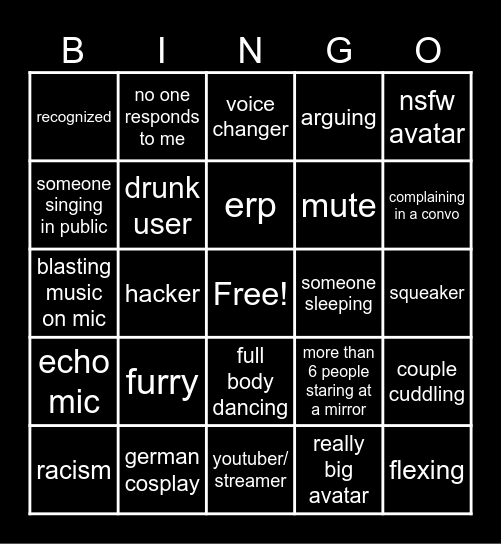 VRChat Bingo Card