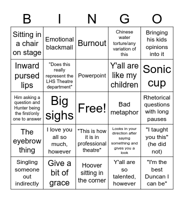 DUNCAN SPEECH Bingo Card