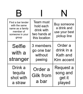 Pub Swimgo Bingo Card