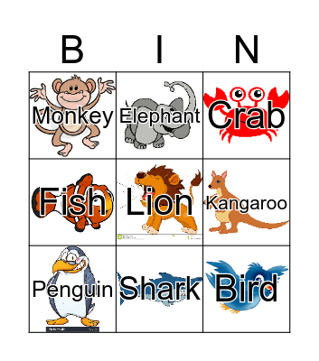 Animal Movements Bingo Card